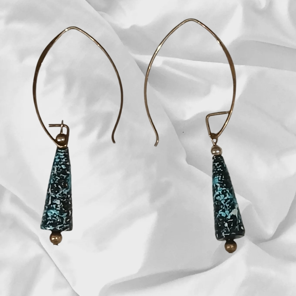 Elegant Gold and Blue Dangle Earrings